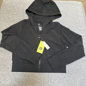 All in Motion Black, hooded, zip-up windbreaker jacket Youth